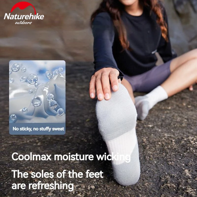 Naturehike Hiking Sports Socks for Men Women Mid-Calf Short Quick-Drying Running GYM Damping COOLMAX Socks Moisture Absorption