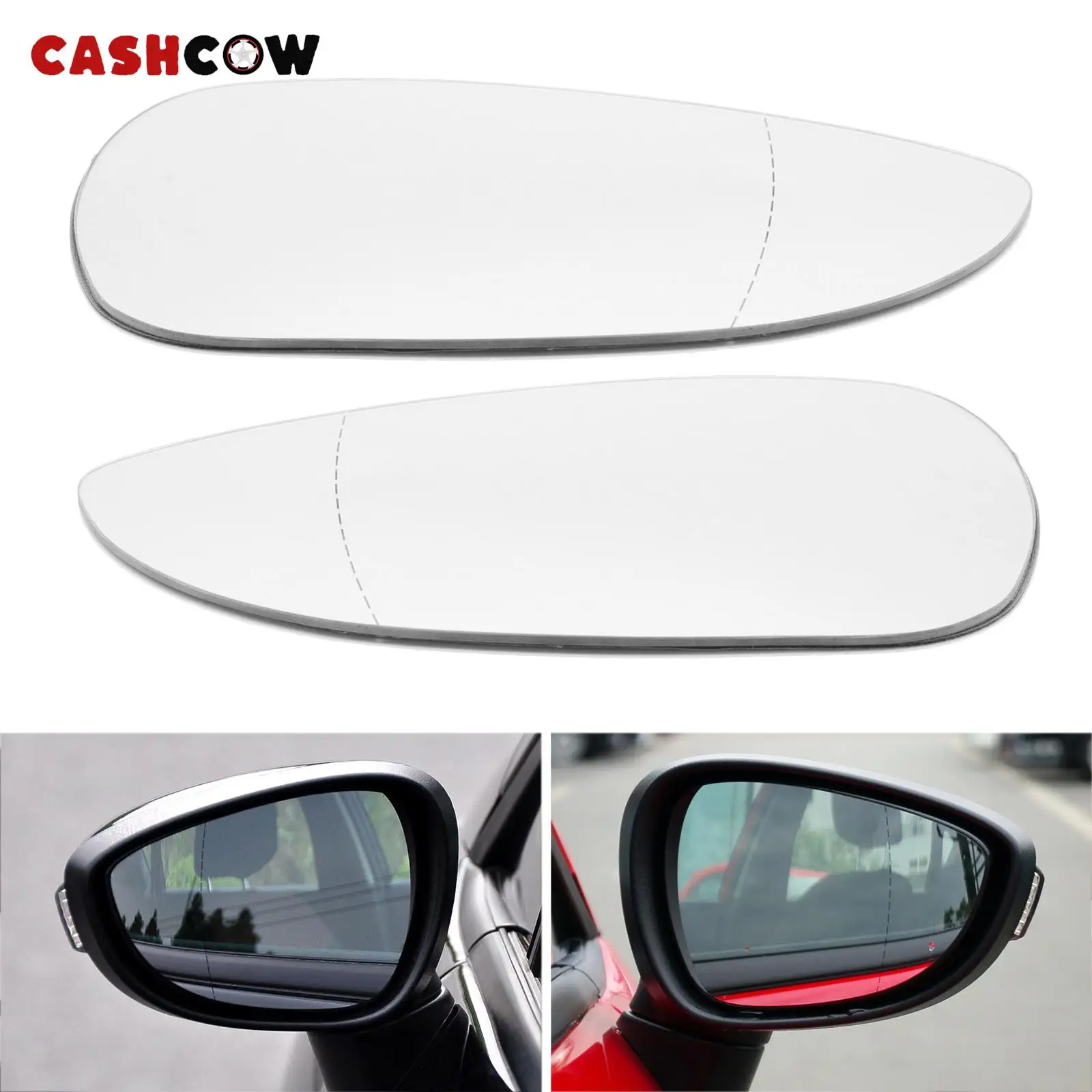 CASHCOW Left Right Side Mirror Glass For Ford Fiesta 2008-2017 B-Max 2012+ Rear View Glass Stick On Self Adhesive Convex