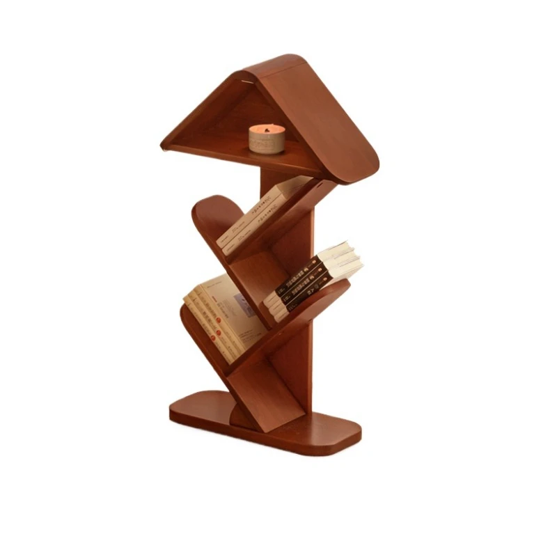 

Книжная полка из цельного дерева, напольная полка для газет в стиле ретро, бытовая многослойная полка для хранения