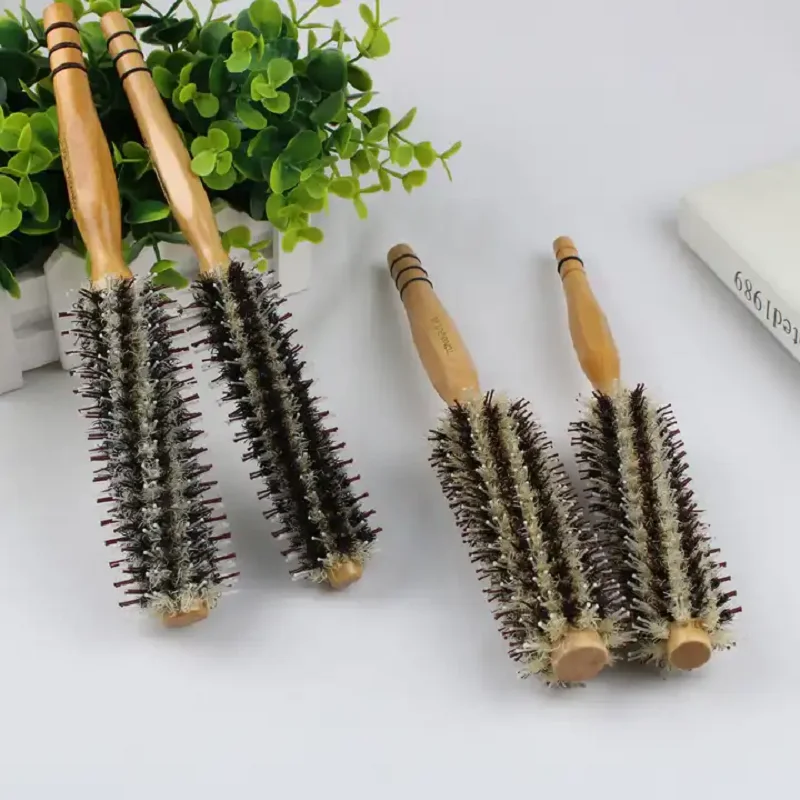 MJ OverStocks Round Hair Brush Long Tail with Bristles Anti-Static for Hair Blow Drying Styling Curly Barber Comb