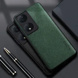 Case for Honor X8b X7b 5G Cross pattern Leather cover Luxury coque for Honor 90 Smart case