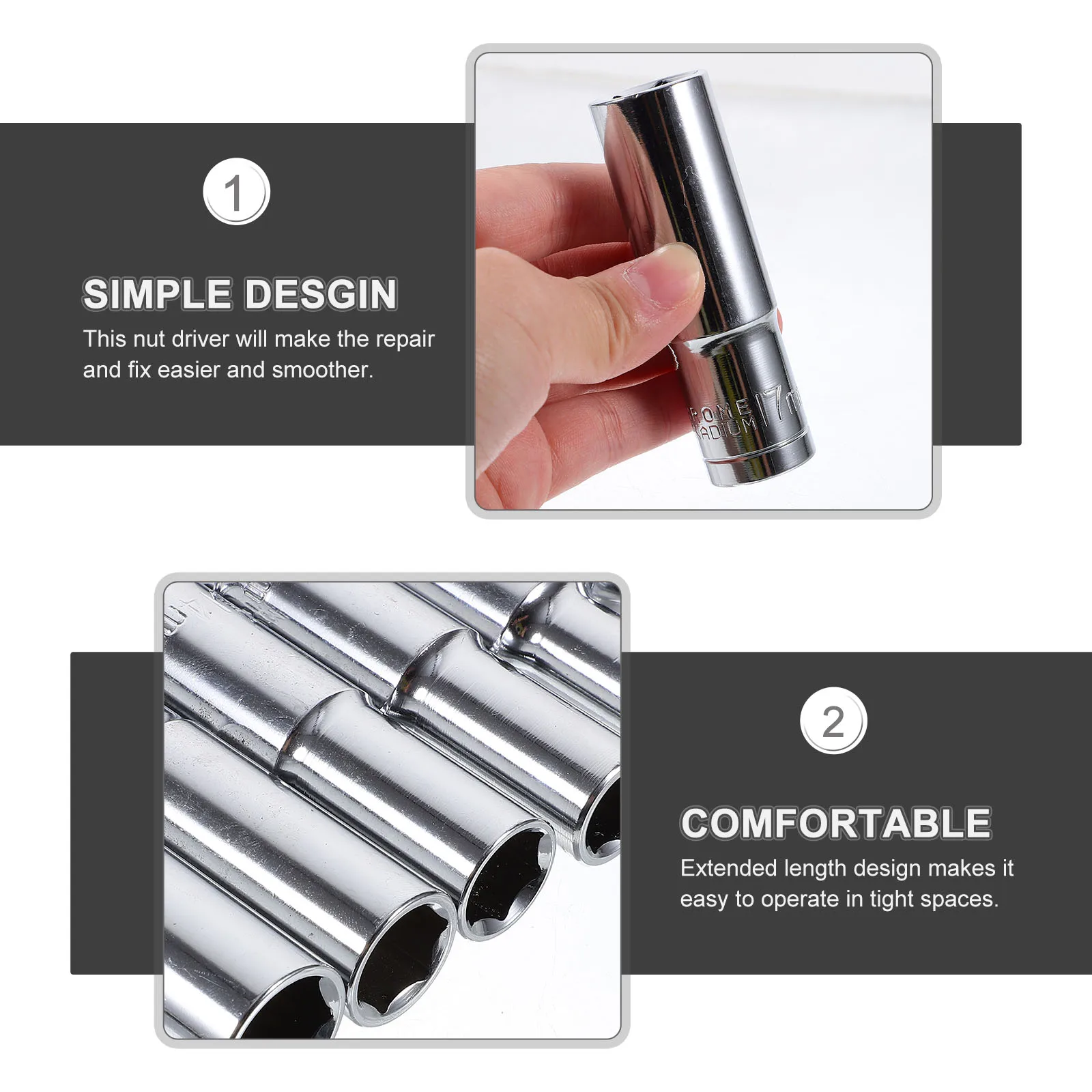 

1 set Heads 8 10 12 14 15 Nut Driver Drill 17mm Ratchet Wrench Extension Bars Impact Drill Bit Set Hand Tools