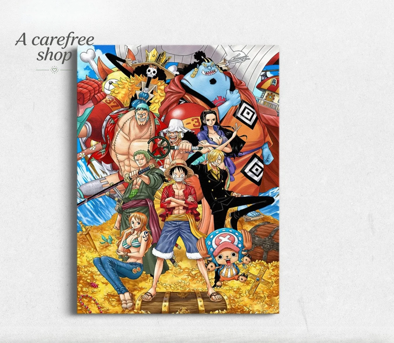 Straw Hat Pirates Sailing King Oil Canvas Painting Hotel Home stay Sofa Hanging Painting Cartoon Animation anime Poster