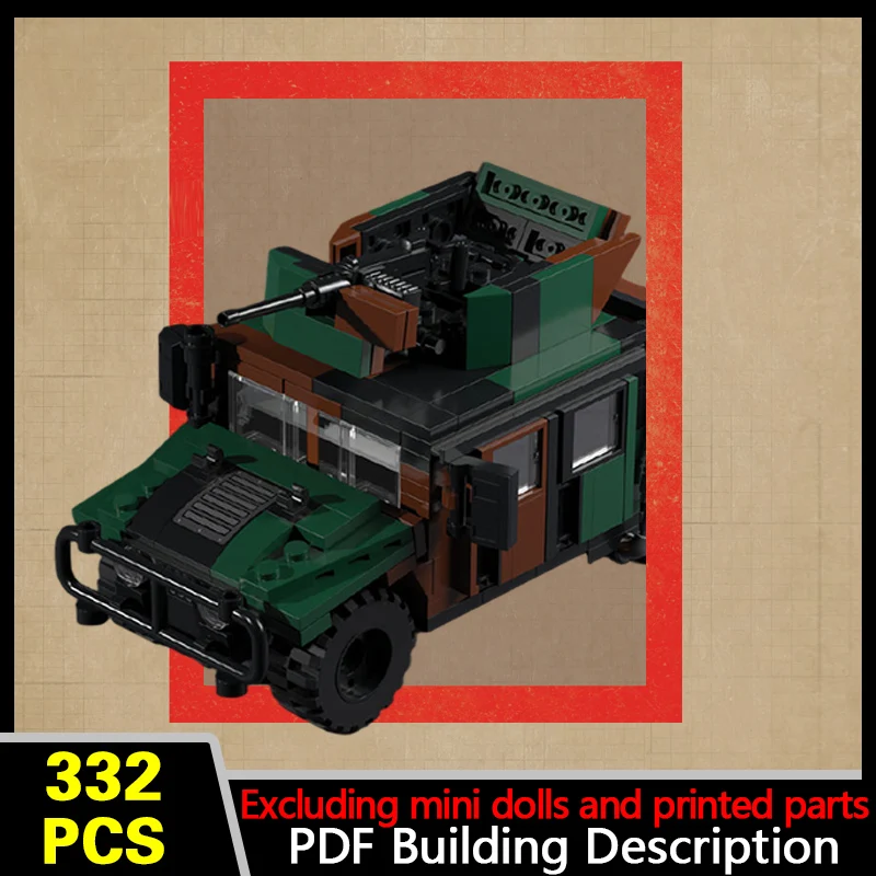 M1151A1 With Gunner Protection Kit Model MOC Building Bricks War Equipment Modular Technology Gift Holiday Assemble Children Toy