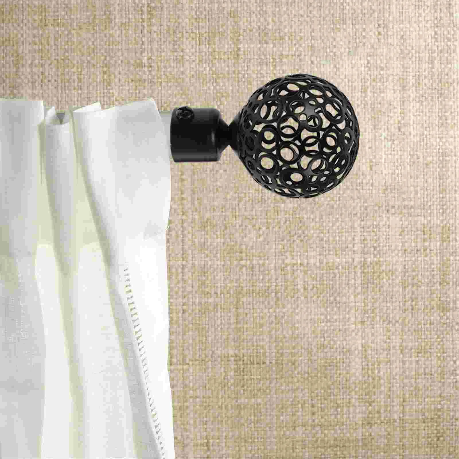 2 Pcs Roman Rod Accessories Decorative Curtain Head End Decoration Ends Final Brown Curtains