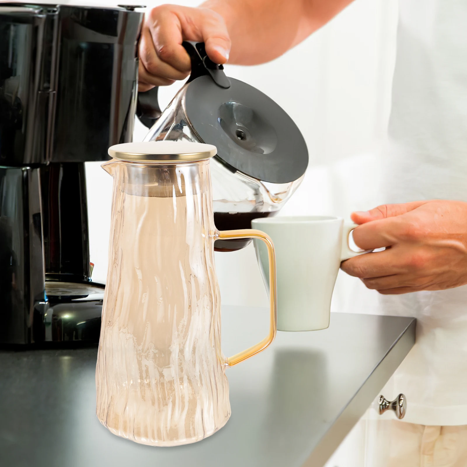 

Glass Water Pitcher Thickened Heat Resistant 15L Large Capacity Tea Infuser Pitcher Iced Tea Juice Dispenser for Fruit Drinks