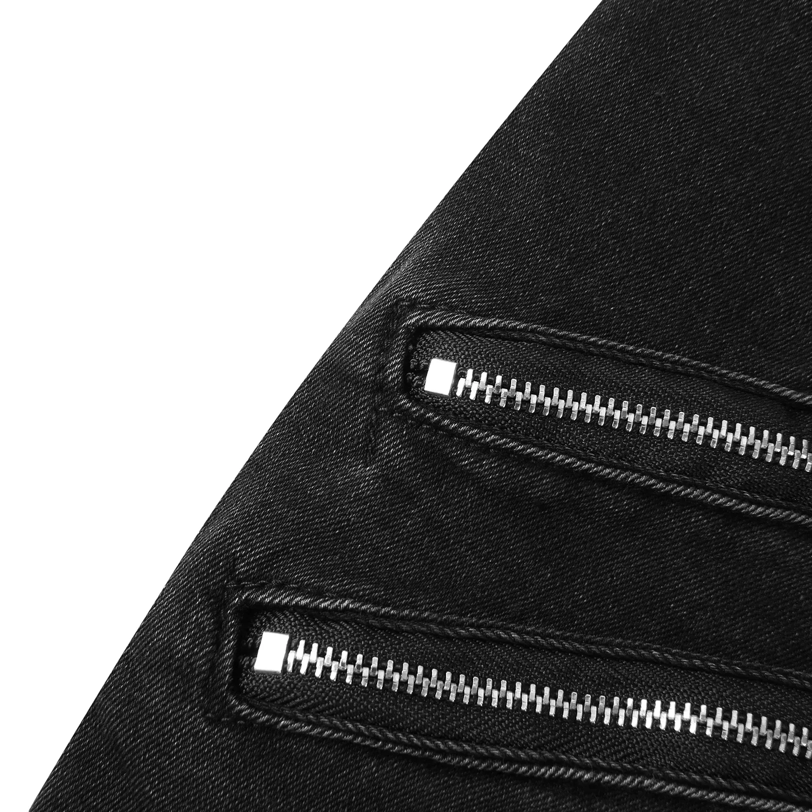 Jeans droits en denim pour hommes, pantalons skinny punk, streetwear boyfriend, coupe slim avec fermeture éclair, noir, printemps, été