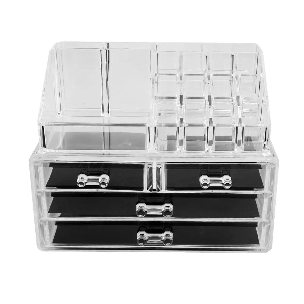 Clear Acrylic Cosmetic Storage Case Jewelry Makeup Organizer Drawers