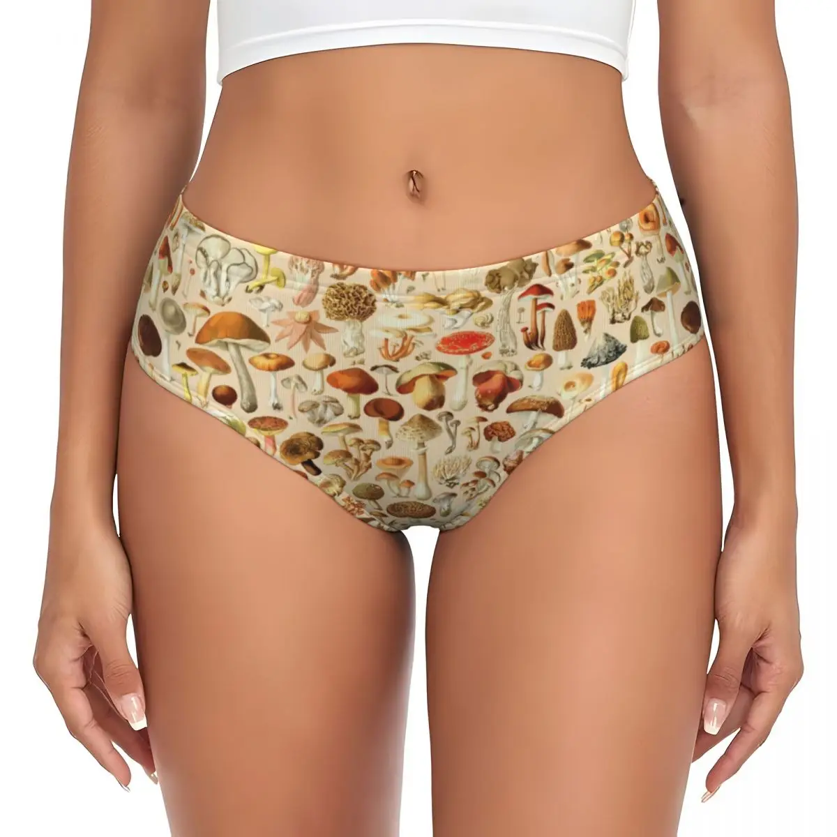 Custom Psychedelic Trippy Mushroom Briefs Underwear Womens Stretch Comfortable Shorts Panties Mysterious Boho Brief Panties