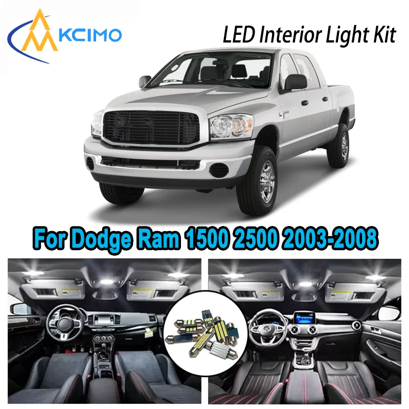 

High-Quality LED Interior Kit for Dodge Ram 1500 2500 3500 4500 2003-2008 Premium Error-Free Dome Map Trunk Automotive Lamps