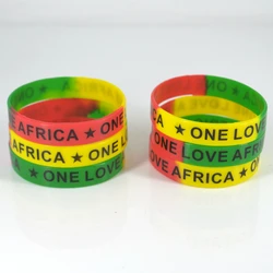 10x ONE LOVE AFRICA Jamaica Rasta Reggae Punk Hiphop Silicone Bracelet red yellow green Wristband Fashion Jewelry