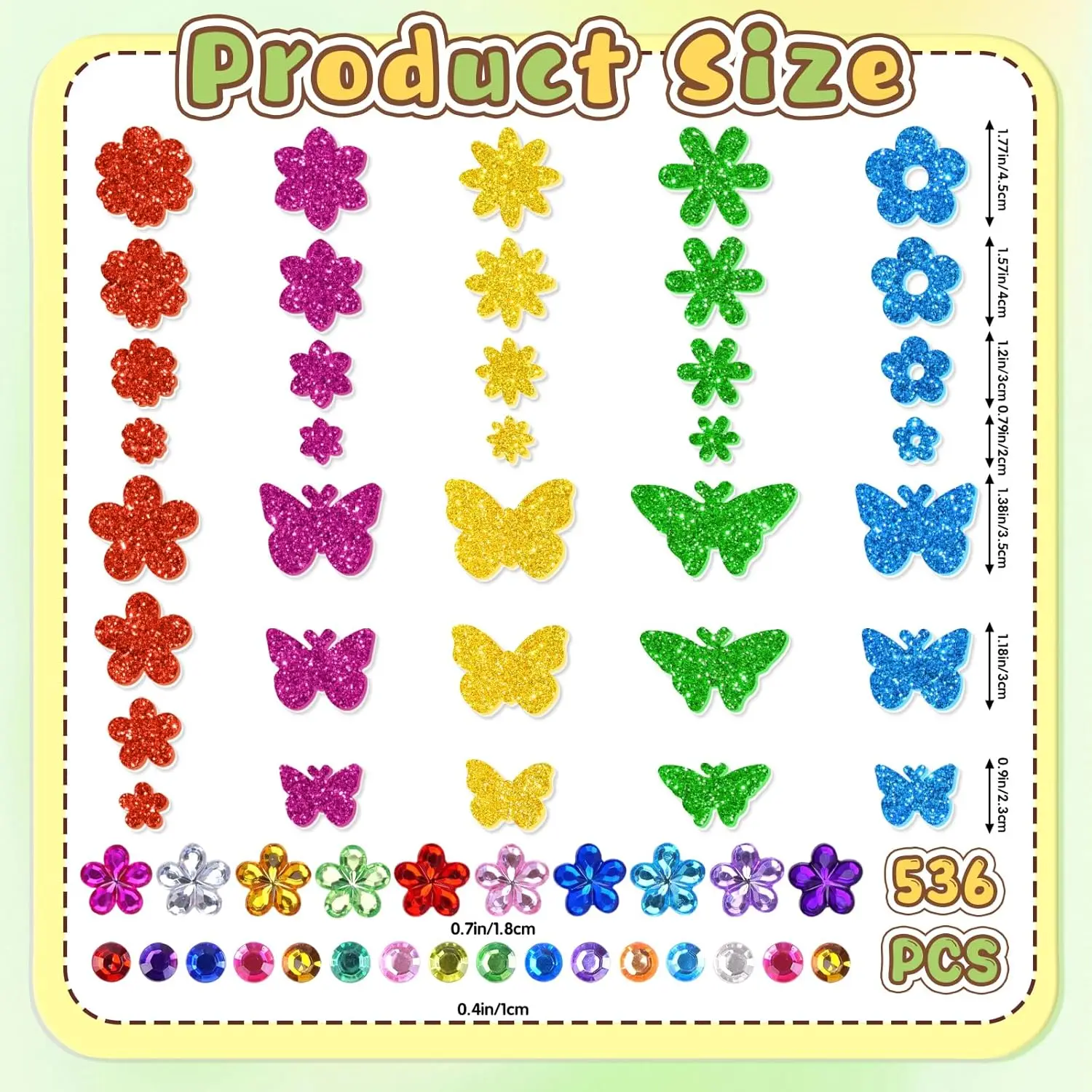 536Pcs Flowers&Butterflies Self-Adhesive Gem Foam Stickers & Gem Stickers for Scrapbooking, Handicrafts, DIY Greeting Cards