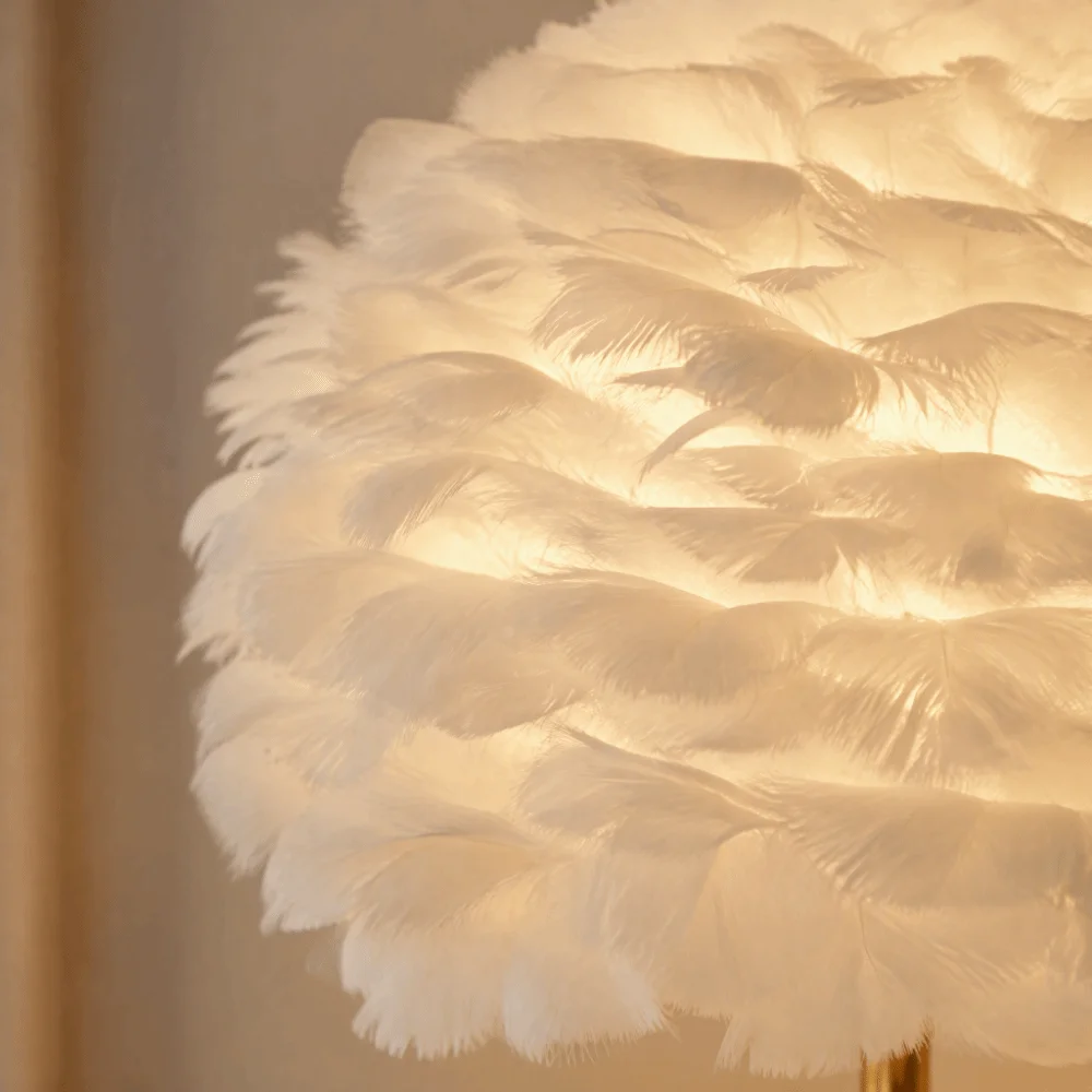 Nordic Style Feather Lamp Shade Warm Feather Soft Decorative Lamp Shade Cover Replacement Shade Decorative Shade