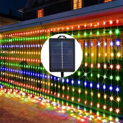 LED Solar Curtain String Lights Outdoor Lamp Solar Fairy Lights Garland for Garden Party Patio Terrace Camping Decor Christmas
