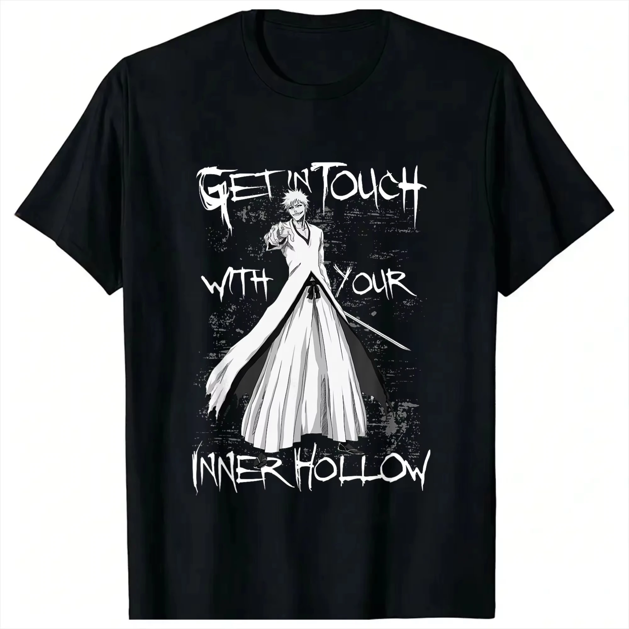 2026 Summer Hot Sale Bleach Get in Touch with Your Inner Hollow Anime T Shirts Men Women Harajuku Hip Hop Gothic Round T-shirt