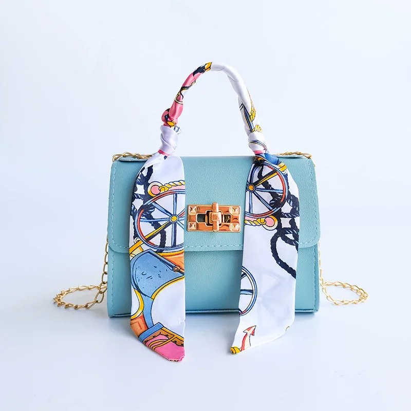 Silk Scarf Multicolored Bag Women Leather Handbags For Women's Chain One Shoulder Messenger Crossbody High Quality Casual Luxury