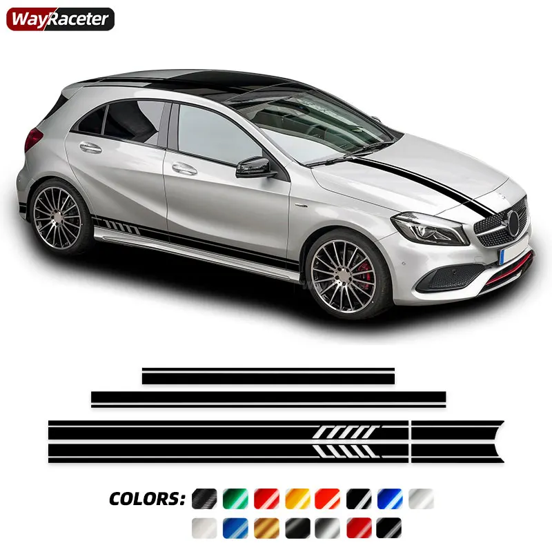 

4 Pcs Edition 1 Hood Roof Tail Trunk Decal Side Stripes Skirt Sticker For Mercedes Benz W176 A45 AMG W177 A35 A Class A200 A250