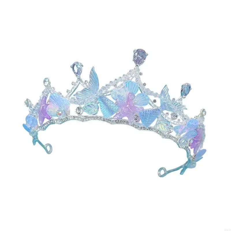 M6CD elegante bandana da coroa do mar para mulheres e crianças Hairhoop barroco para casamento praia e roupa com tema do