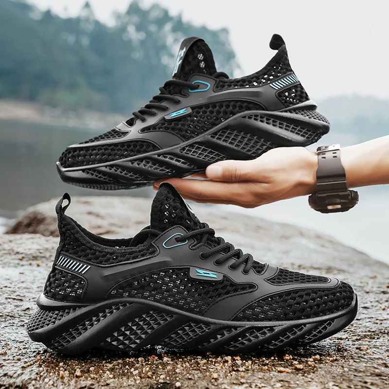 Atmungsaktive Laufschuhe für Herren, rutschfeste Wasserschuhe, lässige Turnschuhe, stoßdämpfende Outdoor-Walking- und Trekking-Schuhe
