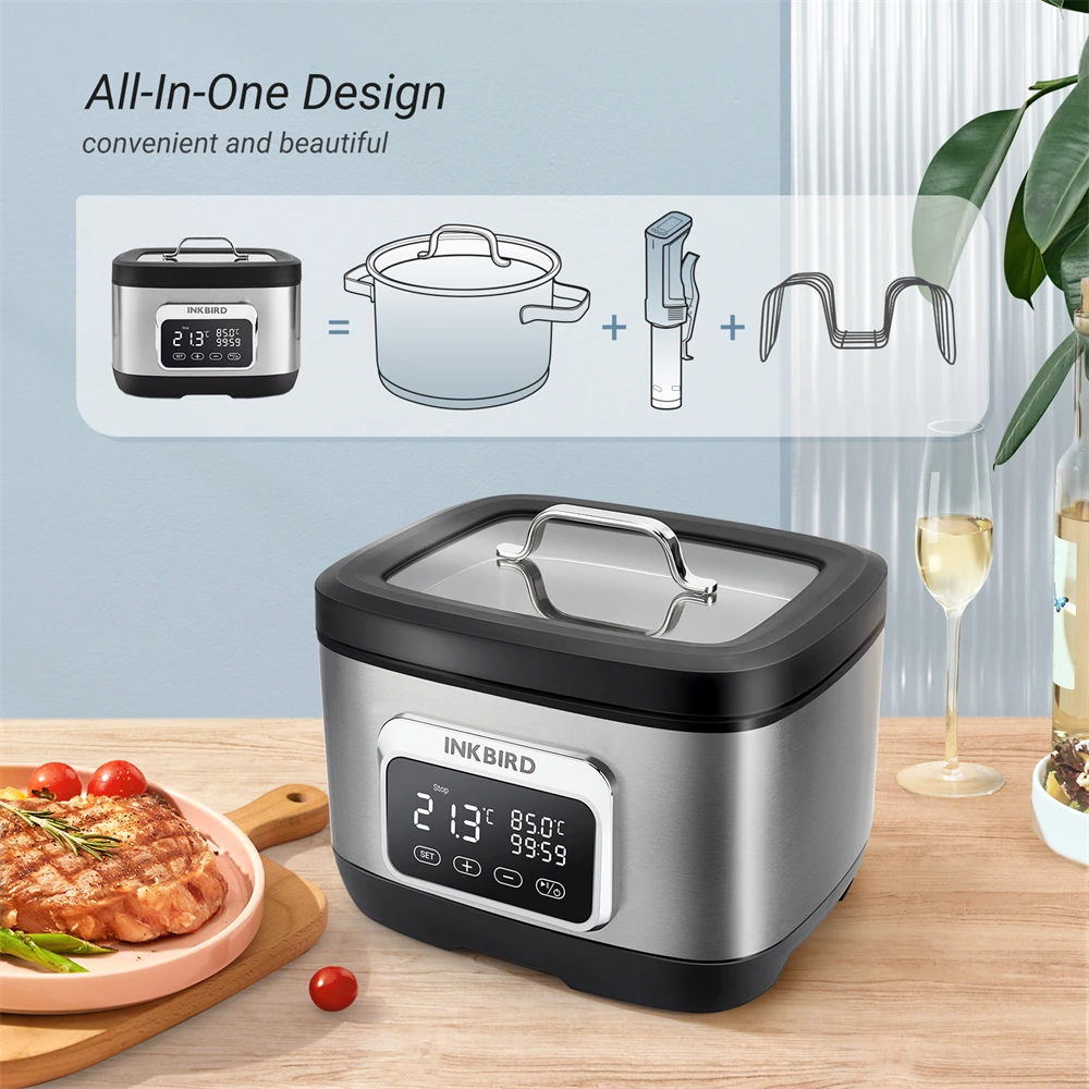 Imagem -06 - Inkbird-wi-fi Sous Vide Machine Ultra Silencioso Tudo-em-um Fogão Circulação de Água 3d Alarme de Aquecimento Isv500w ue 220v 700w
