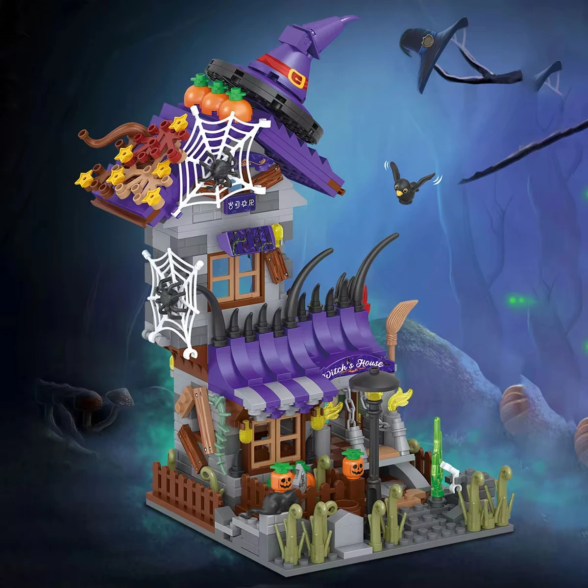 ToylinX mini Brick Building Toy Creative Building Blocks Halloween Witch House 712pcs Birthday Halloween Gift for Kids and Adult