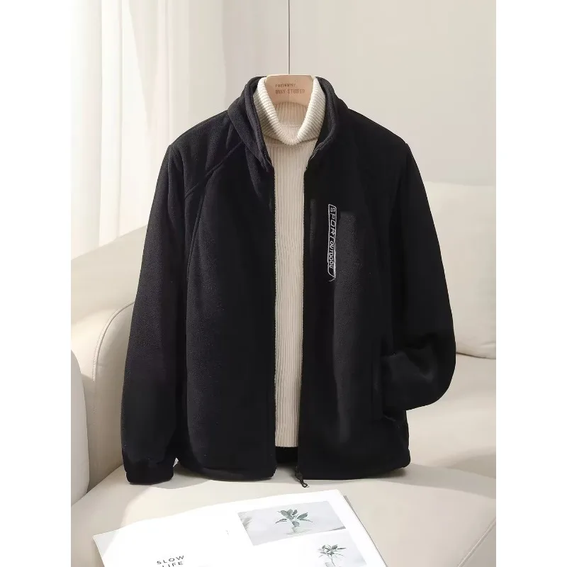 

Plus Size Mens Jacket Casual Stand Collar Outdoor Adventure Windproof Coats Solid Color Camping Durable Autumn Men Zipper Coat