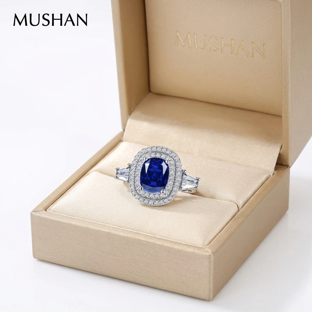 MUSHAN Luxury Jewelry 925 Sterling Silver Rings For Women Wedding Party Heart Shape Ring Bands CMA Certificate s925 Fine Jewelry