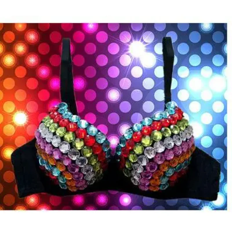 

2026 Rhinestone Bra Nightclub Dance Colourful Women Underwear Tops Shiny