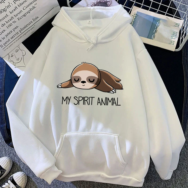 

(Premium hoodie)Women'S Winter Autumn Fashion Hooded Casual Sloth My Spirit Animal Letter Printed Long Sleeve Hoody Hoodies