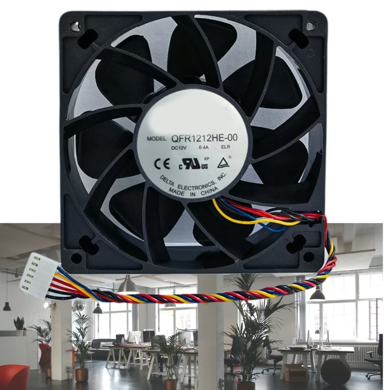 QFR1212HE-00 Highly Speed 120mm 12038 6.4A 12V Cooling Fan 120x120x38mm CFM Highly Speed CFM Cooling Fan Radiators QXNF