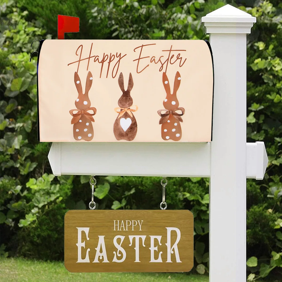 Easter Rabbit Mailbox Cover Polyester Mailbox Cover Waterproof Magnetic Decorative Mailbox Bag for Home Easter Decoration 2025