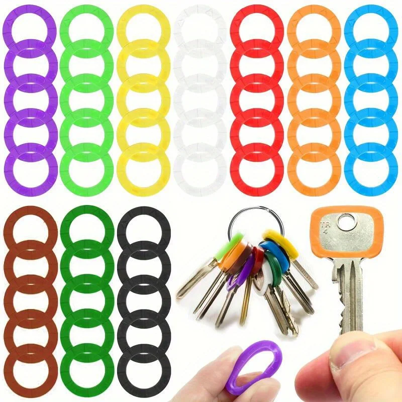 Conjunto de Capas e Identificadores de Chave Flexíveis Coloridos, Anéis e Etiquetas para Chaves