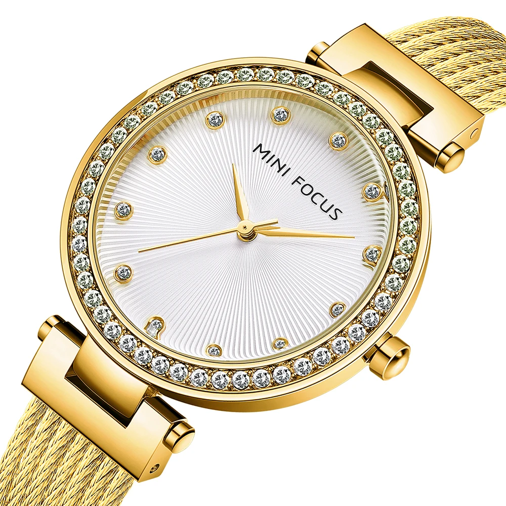 MINIFOCUS Women's Elegant Fashion Watch, Japanese Quartz Movement Stainless Steel Mesh Bracelet Luxury Minimalist Wristwatch