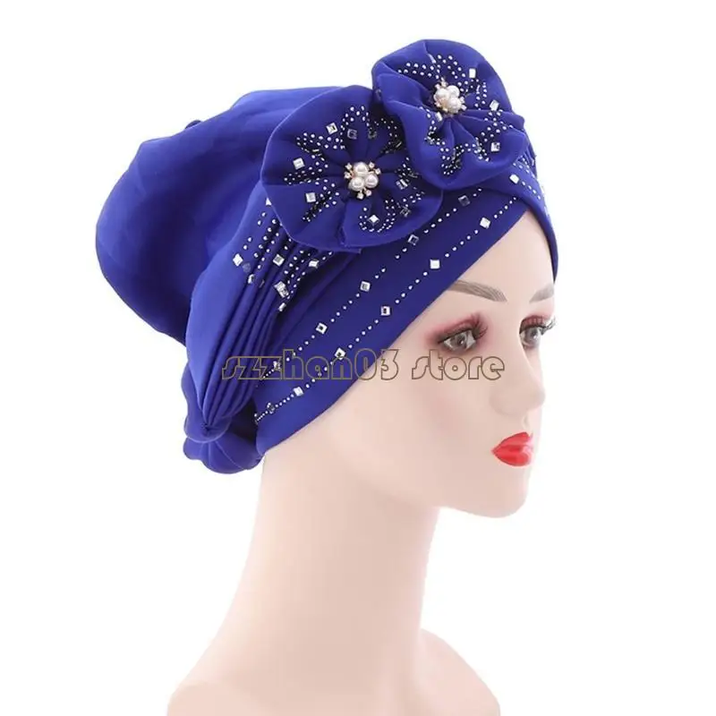 367C المرأة عمامة بونيه الحجاب الأفريقي رئيس التفاف مسلم الهندي الكيماوي قبعة قبعة H #4