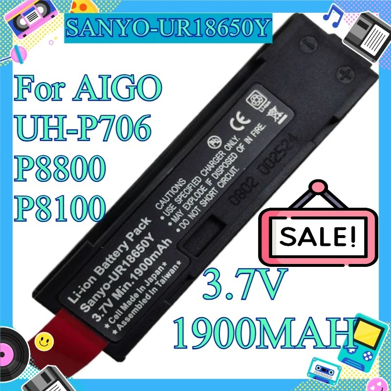 3.7V 1900MAH `Rechargeable Replacement Digital Photo Bank Battery For AIGO UH‑P706, P8800, P8100, SANYO‑UR18650Y`