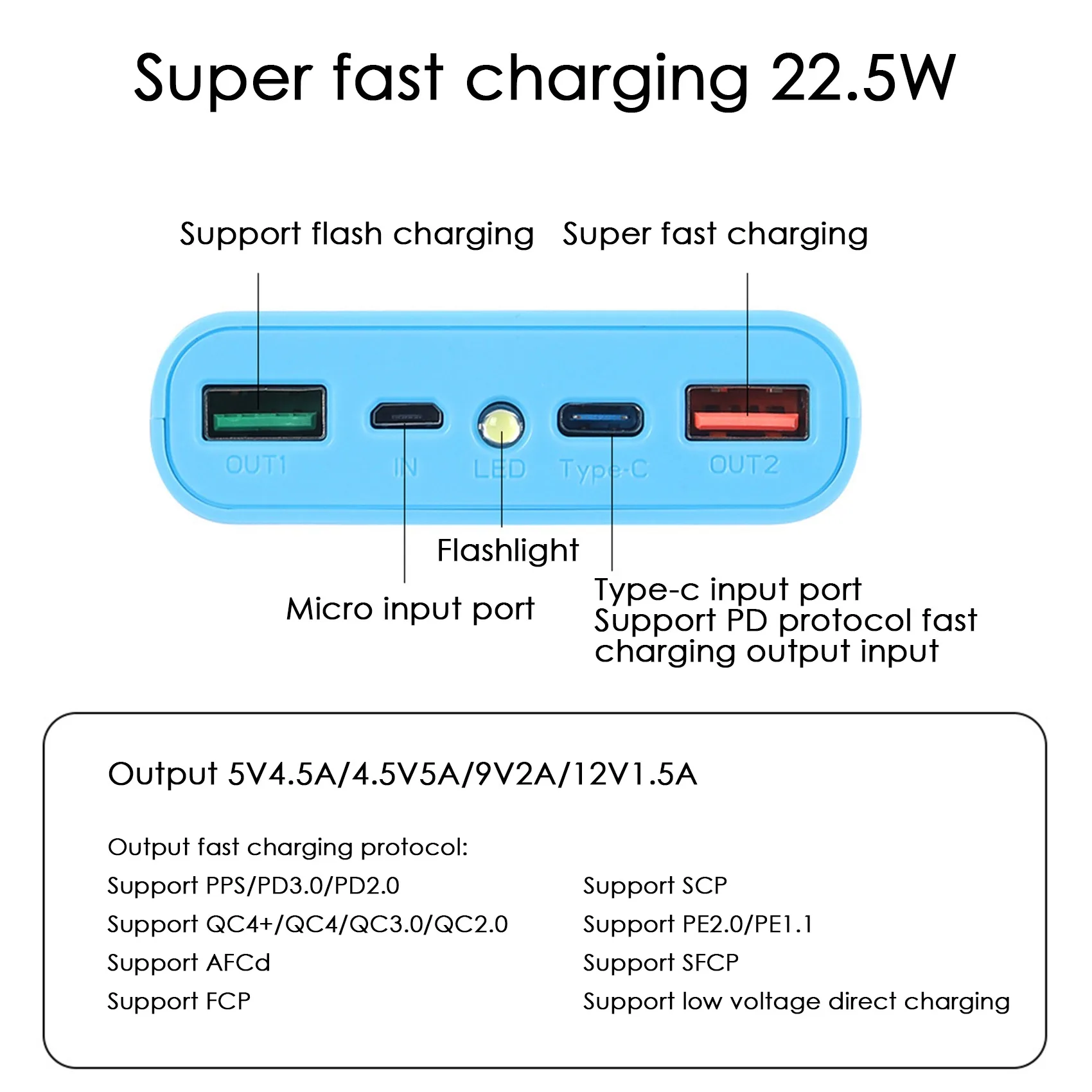 18650 Battery Power Bank Box 22.5W Fast Charging For 6X18650 Battery Powerbank Case A