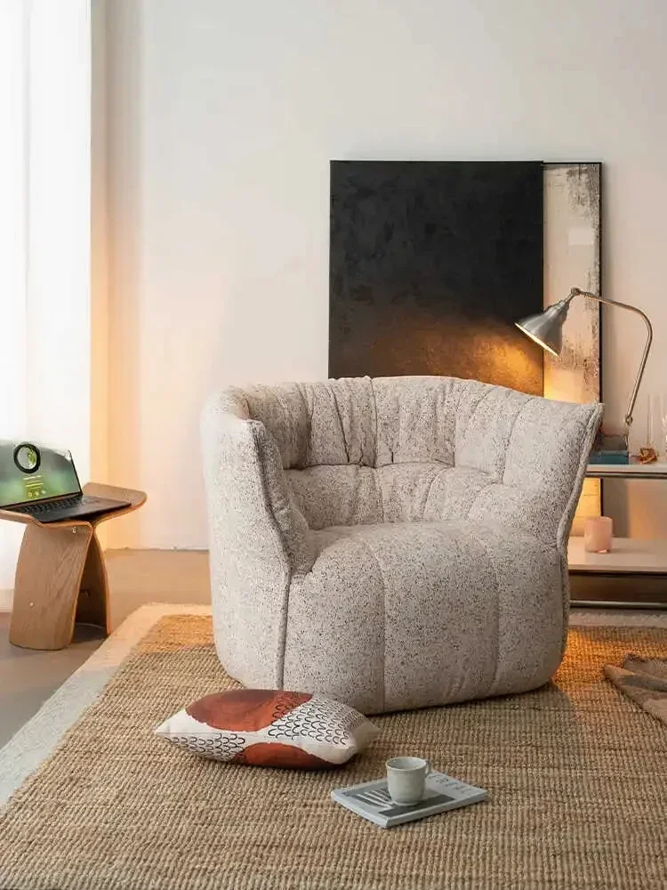

Lazy sofa medieval single sofa chair French cream minimalist retro leisure chair