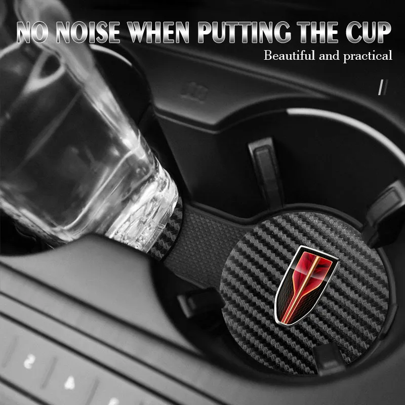 For HONGQI H5 HS5 HS7 HS9 HS3 EHS9 EQM5 HQ9 Car Coaster Water Cup Bottle Holder Mat Anti-Slip Pad Carbon Fiber Black Accessories