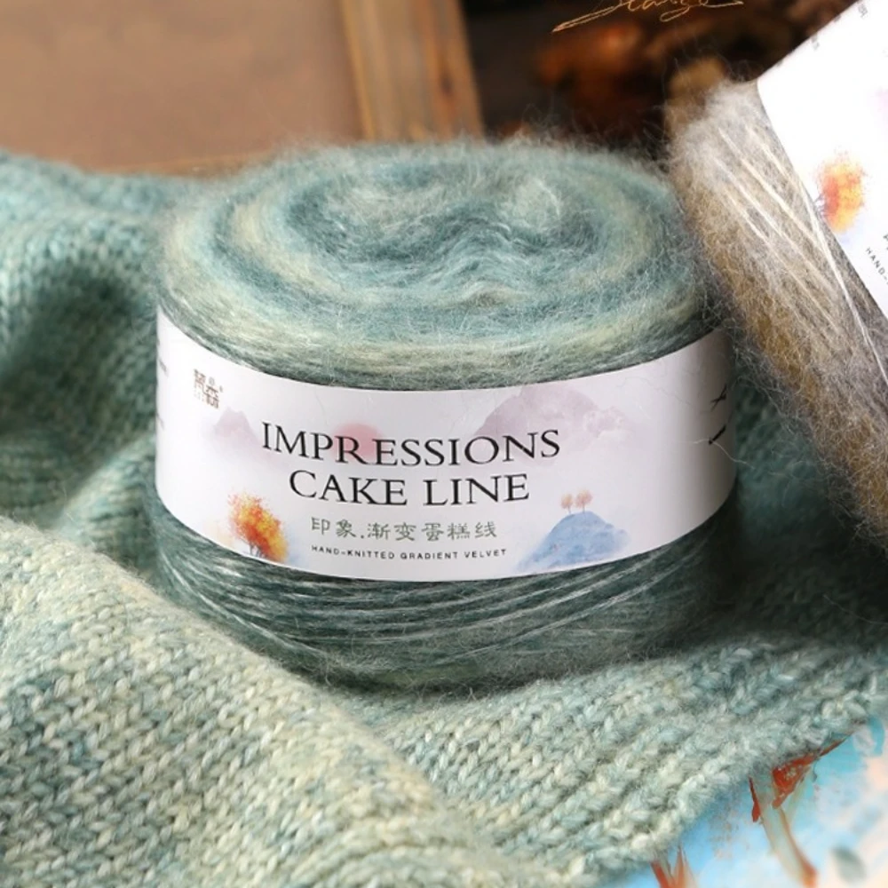 100g Gradient Cake Mohair Yarn, Ball, Sweater, Scarf, Hat, Hand Woven, Thread Hook, Rod Yarn, Needle, Medium Fine Yarn,