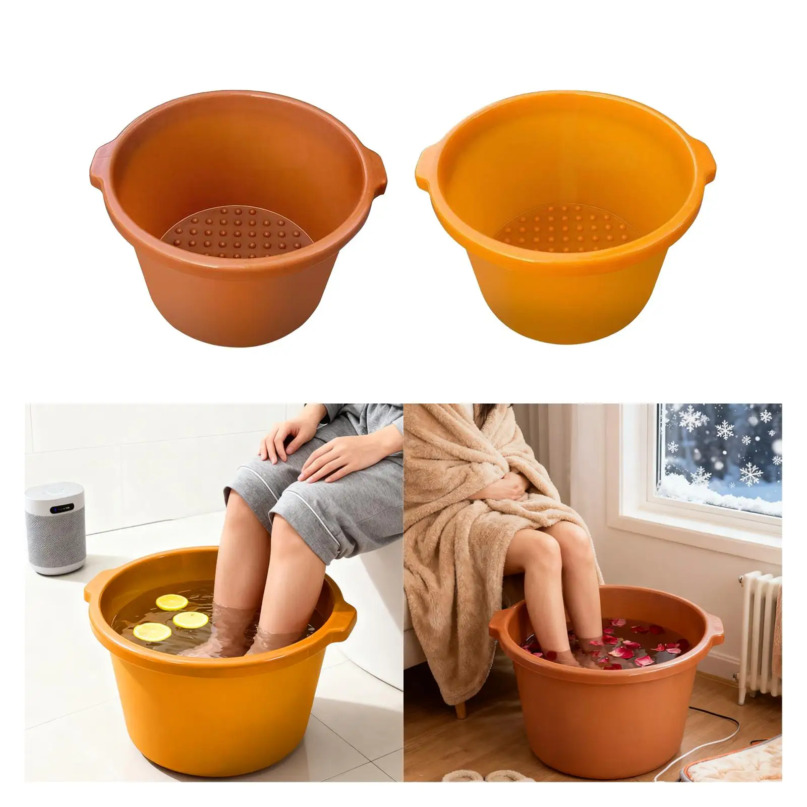 

Foot Bath Basin Anti Slip Bottom with Massage Bumps Wash Basin Bucket for Cleaning Household Travel Watching TV Car Washing