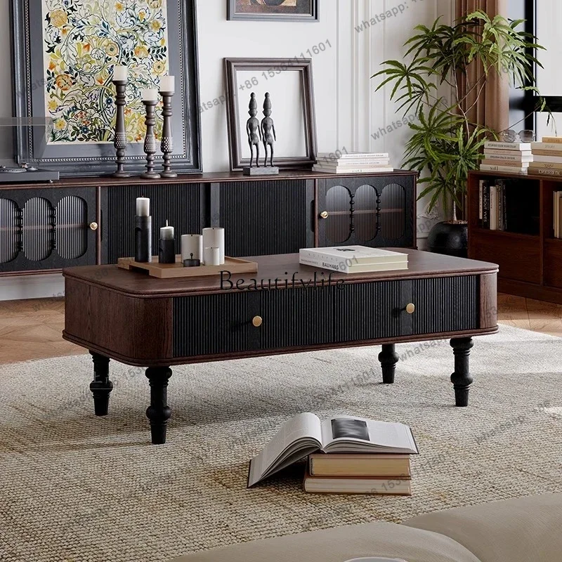 

ld 30 French romantic retro style pure solid wood coffee table living room antique tea table furniture