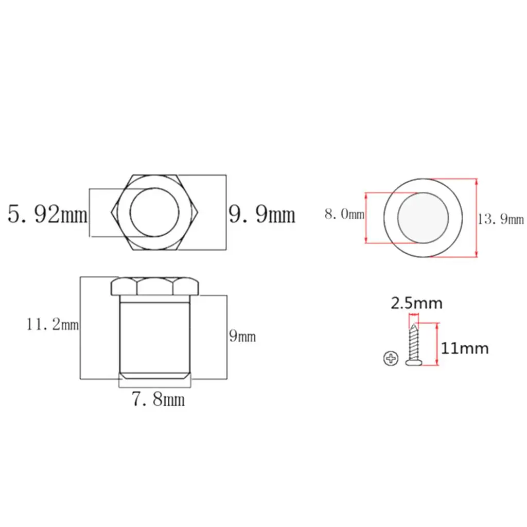 Ukulele Peg Threaded Bushing Alloys Ferrule Set for Ukulele Peg Mounting and Repair Accessories