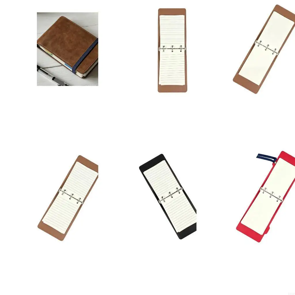 Mini Loose Notebook with Removable Paper Pages, Three-Hole Binding and Elastic Band Closure for Portable Handwriting 896C