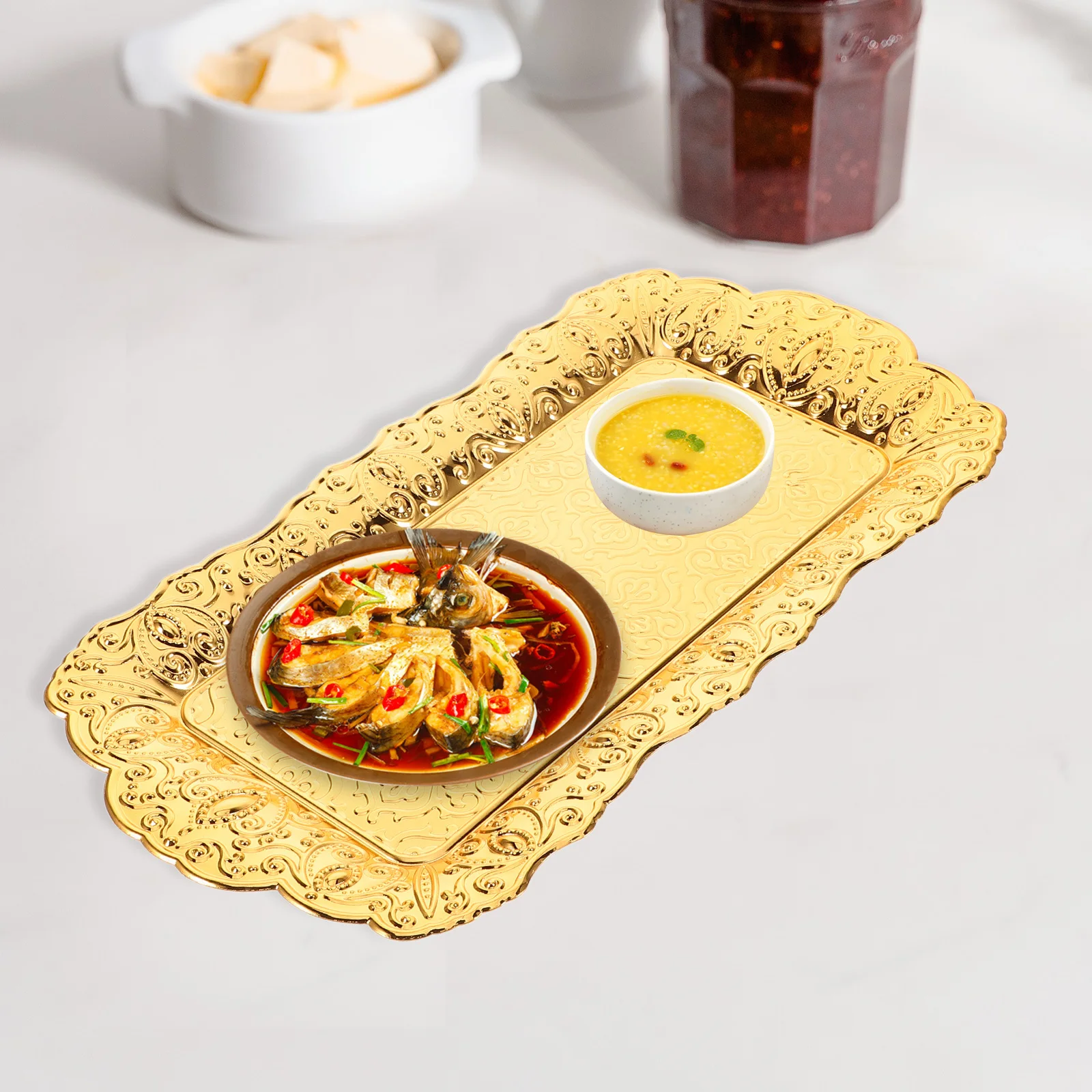 

Fruit Tray Creative Design Large Capacity Aluminum Alloy Multifunctional Serving Platter For Living Room Coffee Table