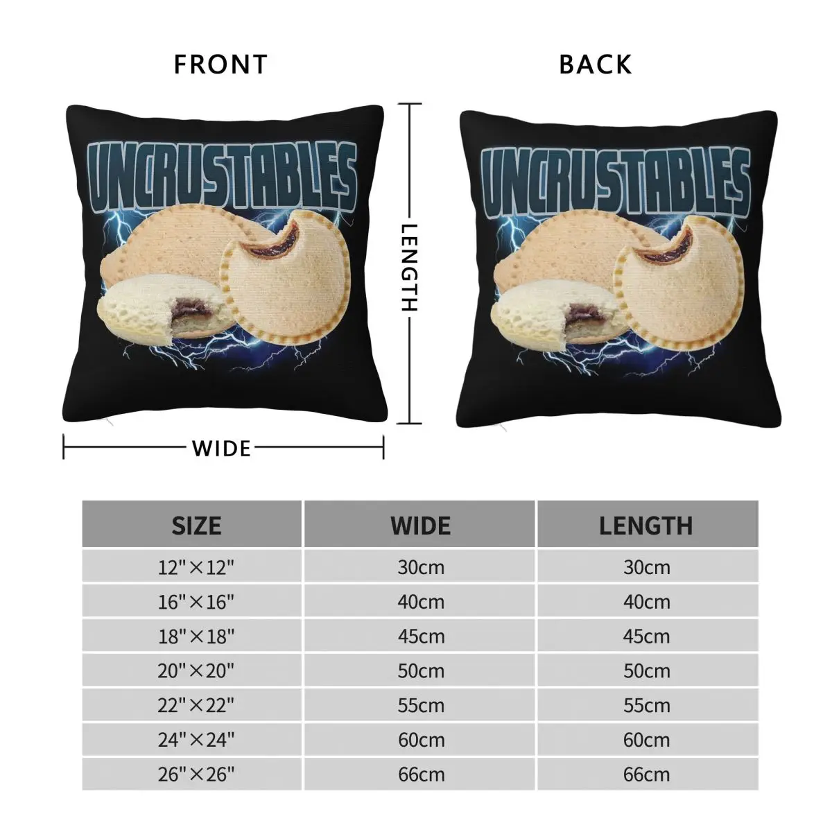 Uncrustables Sealed Crustless Sandwich Square Pillowcase Polyester Linen Velvet Printed Zip Decor Car Cushion Case