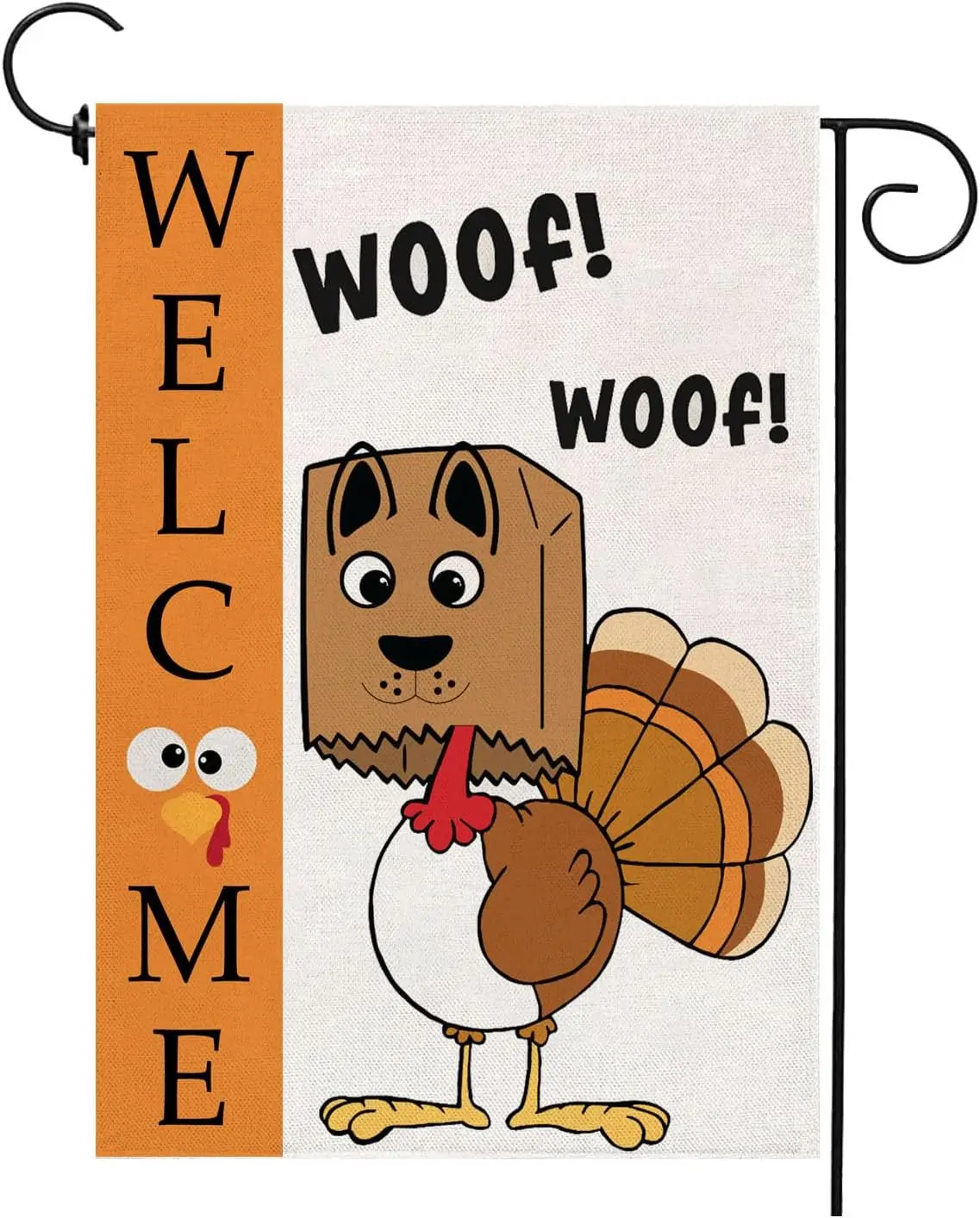 Happy Thanksgiving Garden Flags 12.5 x 18 Inch, Welcome funny dog Thanksgiving Flag Double Sided Decorative Turkey Fall Garden F