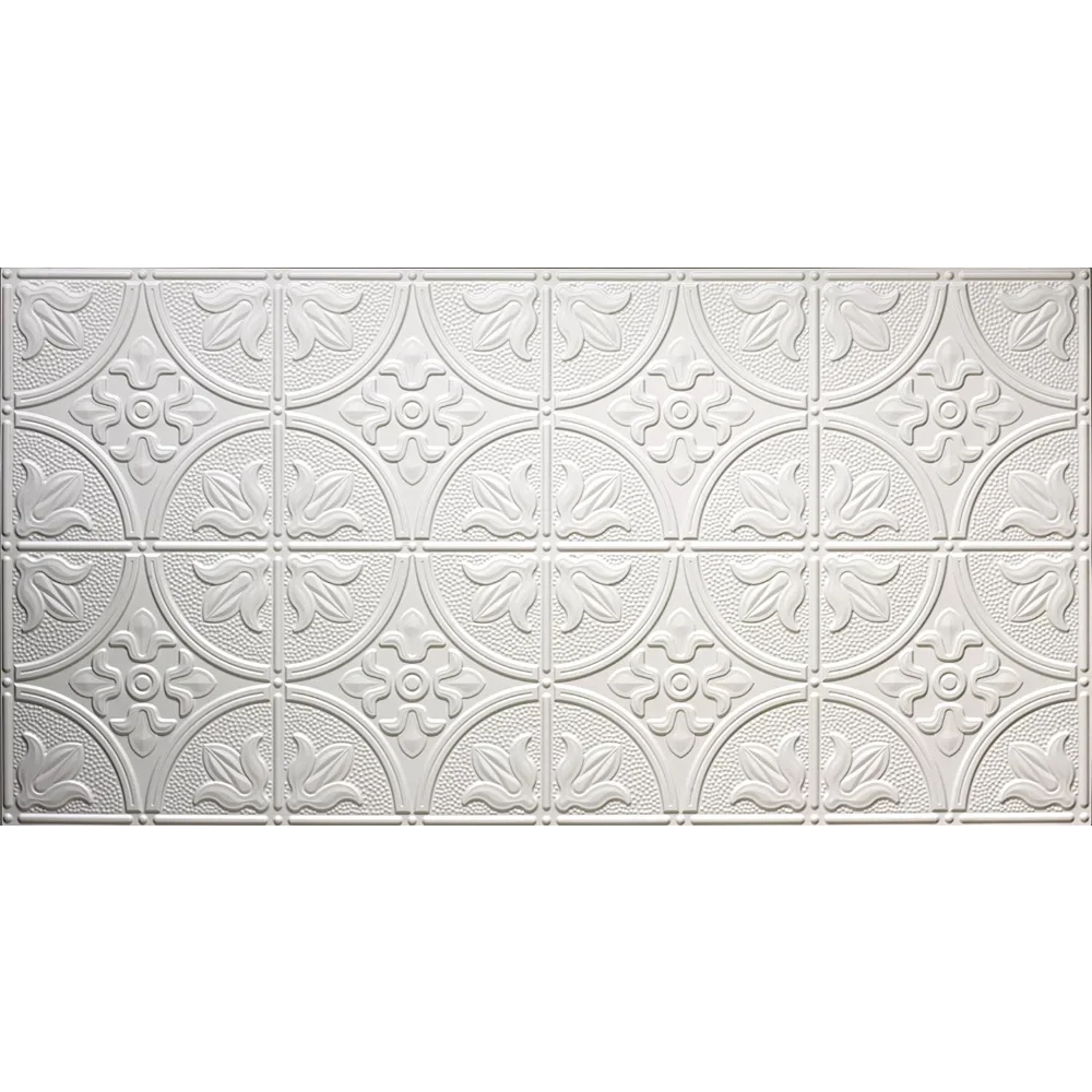 Wall Panels, 309 W Traditional Tin Style Panels for Glue-Up Installation, Matte White Wall Panel