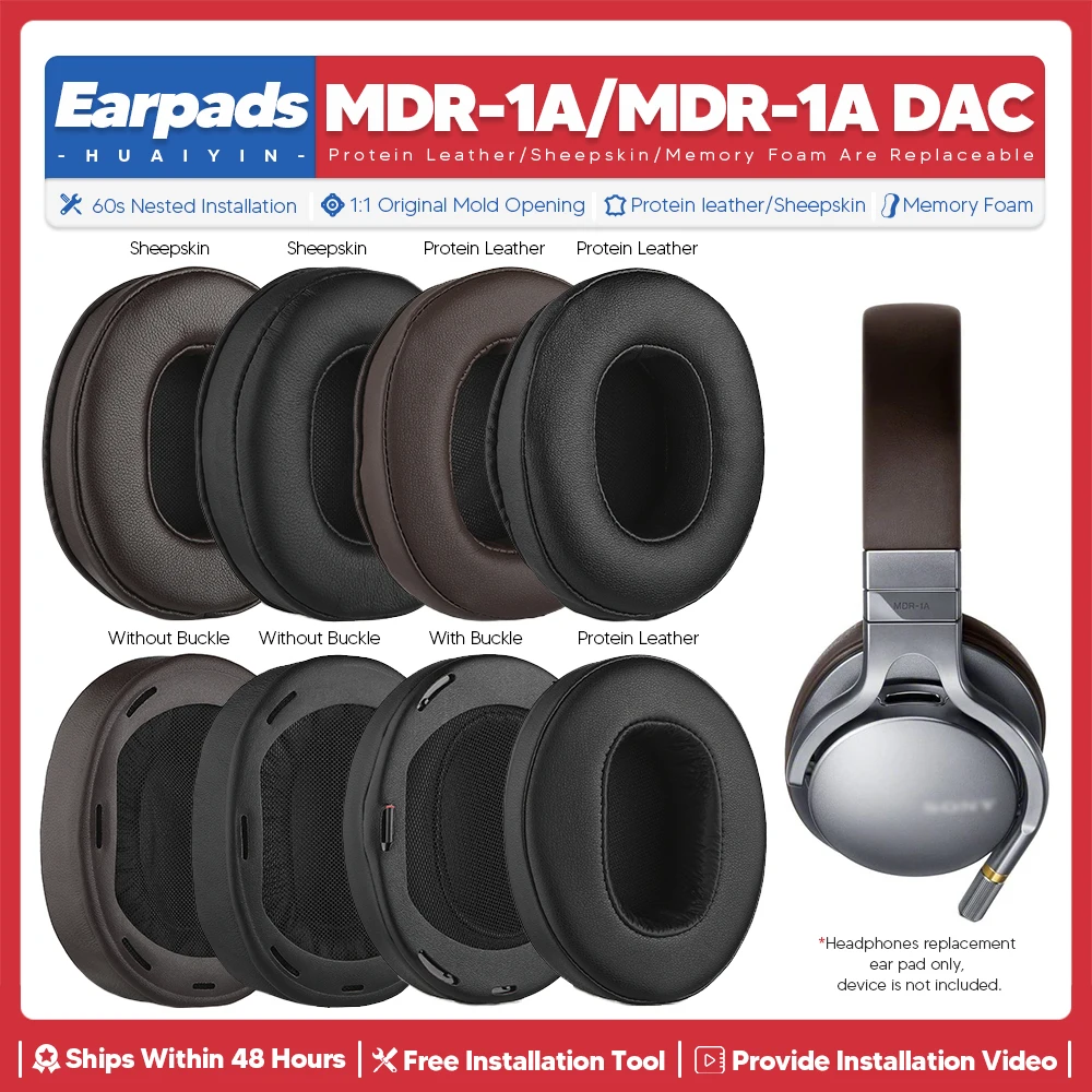 Almohadillas de repuesto para auriculares Sony MDR 1A MDR 1ADAC, piezas de reparación, espuma viscoelástica