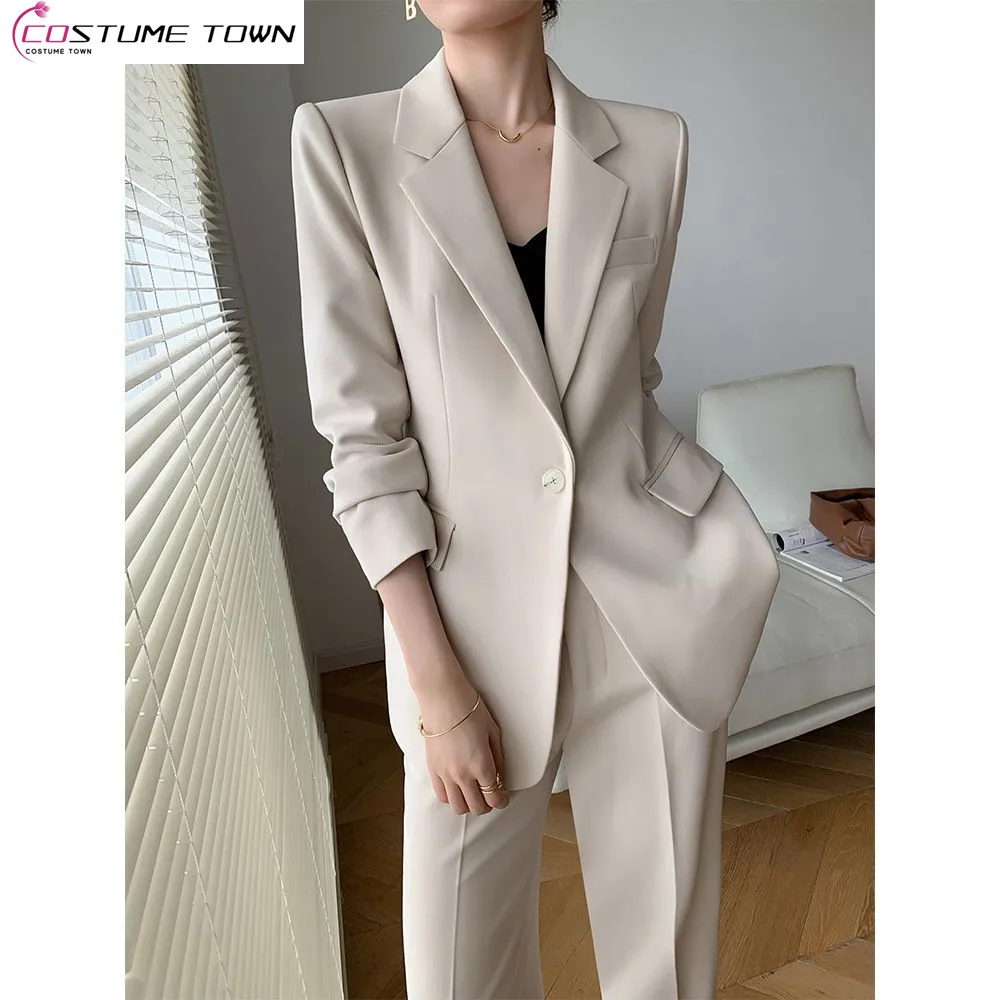 Chaqueta ajustada de Boutique para mujer, Blazer informal, pantalones elegantes de dos piezas, traje de oficina, novedad de primavera, 2023