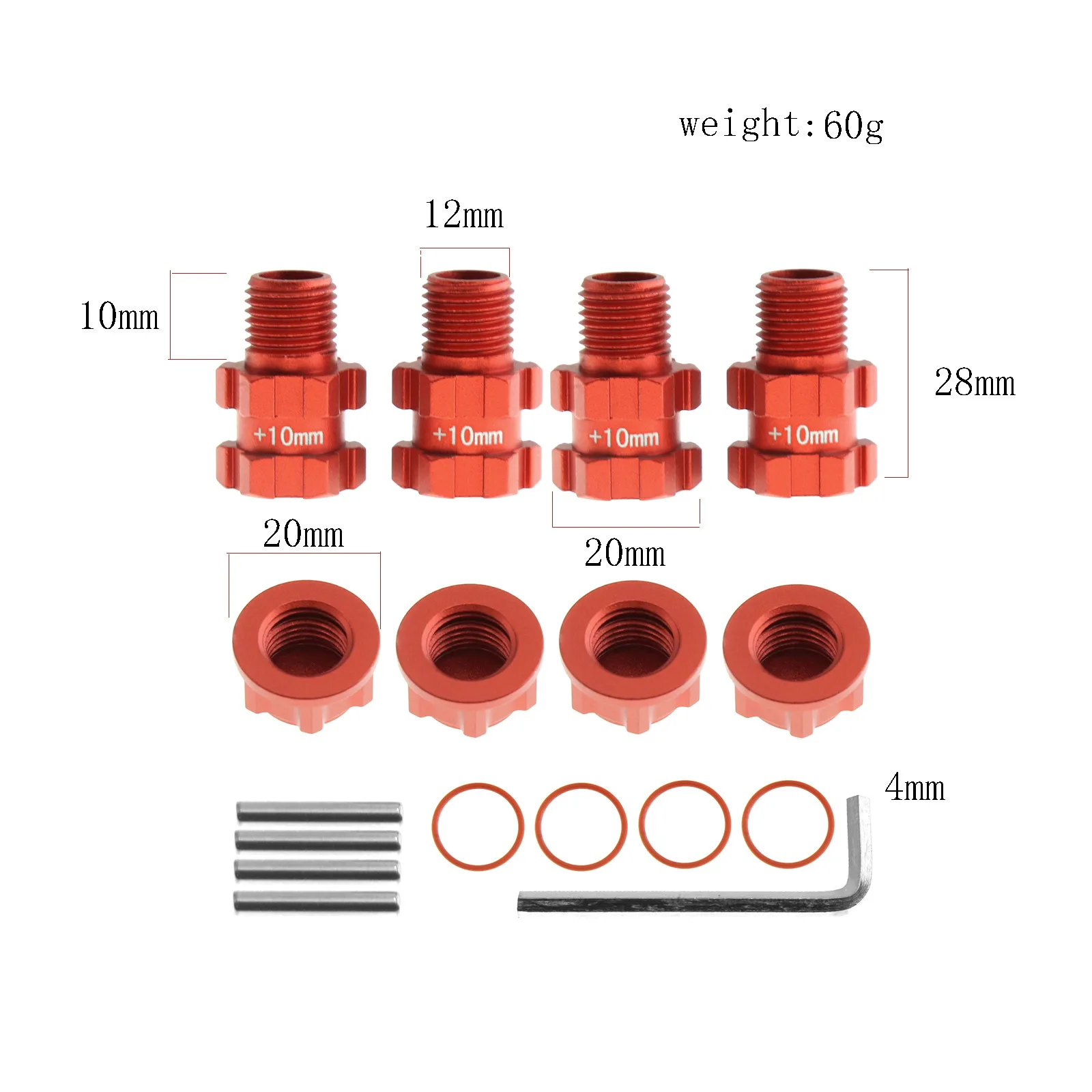 14mm tot 17mm 4 stks/set Metalen RC Onderdelen Wiel Hex Hub Adapter Uitbreiding Voor Senton Voor graniet 4X4 3S RC Auto Spacer Verbredder